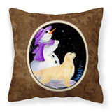 Caroline'S Treasures Ss8950Pw1414 Snowman With Golden Retriever Fabric Pillow, Large, Multicolor