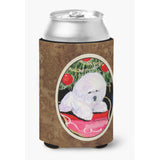 Christmas Tree With Bichon Frise Can Or Bottle Beverage Insulator Hugger