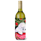 Christmas Tree With Bichon Frise Wine Bottle Beverage Insulator Beverage Insulator Hugger