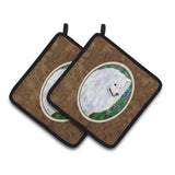 Caroline'S Treasures American Eskimo Pair Of Pot Holders Ss8965Pthd, 7.5Hx7.5W, Multicolor