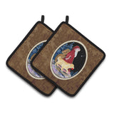Caroline'S Treasures Santa Claus With Golden Retriever Pair Of Pot Holders Ss8973Pthd, 7.5Hx7.5W, Multicolor