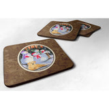 Caroline'S Treasures Ss8989Fc Snowman With Golden Retriever Foam Coasters Set Of 4 (Set Of 4), 3.5 H X 3.5 W, Multicol