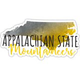 Appalachian State Watercolor State Die Cut Decal 2-Inch 4-Pack