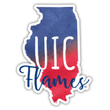 University Of Illinois At Chicago Watercolor State Die Cut Decal 2-Inch 4-Pack