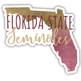 Florida State Seminoles Watercolor State Die Cut Decal 2-Inch 4-Pack