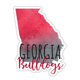 Georgia Bulldogs Watercolor State Die Cut Decal 2-Inch 4-Pack