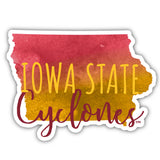 Iowa State Cyclones Watercolor State Die Cut Decal 2-Inch 4-Pack