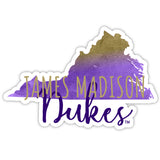 James Madison Dukes Watercolor State Die Cut Decal 2-Inch 4-Pack