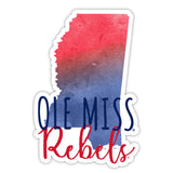 Mississippi Rebels Ole Miss Watercolor State Die Cut Decal 2-Inch 4-Pack