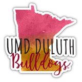 Minnesota Duluth Bulldogs Watercolor State Die Cut Decal 2-Inch 4-Pack