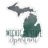 Michigan State Spartans Watercolor State Die Cut Decal 2-Inch 4-Pack