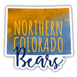 Northern Colorado Bears Watercolor State Die Cut Decal 2-Inch 4-Pack