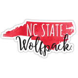 Nc State Wolfpack Watercolor State Die Cut Decal 2-Inch 4-Pack