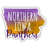 Northern Iowa Panthers Watercolor State Die Cut Decal 2-Inch 4-Pack