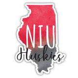 Northern Illinois Huskies Watercolor State Die Cut Decal 2-Inch 4-Pack