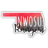 Northwestern Oklahoma State University Watercolor State Die Cut Decal 2-Inch 4-Pack