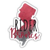Rider University Broncs Watercolor State Die Cut Decal 2-Inch 4-Pack