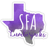 Stephen F. Austin State University Watercolor State Die Cut Decal 2-Inch 4-Pack