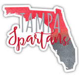 University Of Tampa Spartans Watercolor State Die Cut Decal 2-Inch 4-Pack