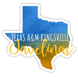 Texas A&M Kingsville Javelinas Watercolor State Die Cut Decal 2-Inch 4-Pack