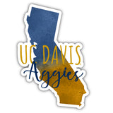 Uc Davis Aggies Watercolor State Die Cut Decal 2-Inch 4-Pack