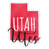 Utah Utes Watercolor State Die Cut Decal 2-Inch 4-Pack