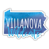 Villanova Wildcats Watercolor State Die Cut Decal 2-Inch 4-Pack