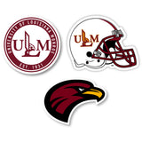 University Of Louisiana Monroe Vinyl Decal Sticker 3 Pack 4-Inch Each