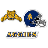 North Carolina A&T State Aggies Vinyl Decal Sticker 3 Pack 4-Inch Each