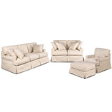 Sunset Trading Horizon 4 Piece Slipcovered Living Room Set | Washable Moisture And Stain Resistant Tan Performance Fabric