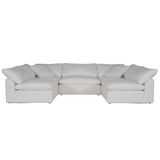 Sunset Trading Contemporary Puff Collection 5Pc Slipcovered U-Shaped Sectional Sofa, Performance Fabric Washable Water-Resistant
