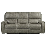 Sunset Trading Calvin 3 Piece Reclining Living Room Set | Sofa, Recliner And Loveseat With Storage Console | Nailheads | Easy To
