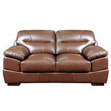 Sunset Trading Jayson 73 Wide Top Grain Leather Loveseat | Chestnut Brown