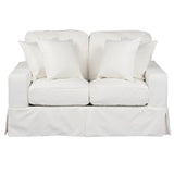Sunset Trading Americana Box Cushion Slipcovered Loveseat | Stain Resistant Performance Fabric | White