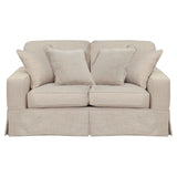 Sunset Trading Americana Box Cushion Slipcovered Loveseat | Linen