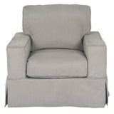 Sunset Trading Americana Box Cushion Slipcovered Chair | Stain Resistant Performance Fabric | Gray