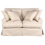 Sunset Trading Horizon T-Cushion Slipcovered Loveseat | Stain Resistant Performance Fabric | Tan