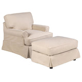 Sunset Trading Horizon Slipcovered T-Cushion Chair With Ottoman | Stain Resistant Performance Fabric | Tan