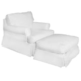 Sunset Trading Horizon Slipcovered T-Cushion Chair With Ottoman | Warm White