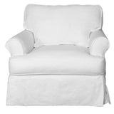 Sunset Trading Horizon Slipcovered T-Cushion Chair | Stain Resistant Performance Fabric | White