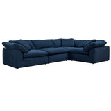 Sunset Trading Contemporary Puff Collection 4Pc Slipcovered L-Shaped Sectional Sofa, Performance Fabric Washable Water-Resistant