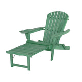 Oceanic Collection Adirondack Chaise Lounge Chair Foldable, Cup And Glass Holder, Built In Ottoman, Set Of 1 Lounge Chair And 1