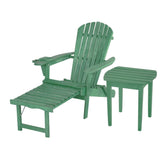 Oceanic Collection Adirondack Chaise Lounge Chair Foldable, Cup And Glass Holder, Built In Ottoman, Set Of 1 Lounge Chair And 1