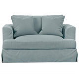 Sunset Trading Newport Slipcovered 52 Wide Chair And A Half | Stain Resistant Performance Fabric | 2 Throw Pillows | Ocean Blu