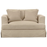 Sunset Trading Newport Slipcovered 52 Wide Chair And A Half | Stain Resistant Performance Fabric | 2 Throw Pillows | Tan
