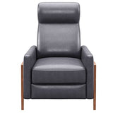 Sunset Trading Edge Pushback Leather Recliner | Manual Reclining Chair | Thin Track Arms | Gray