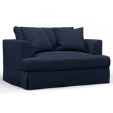 Sunset Trading Newport Slipcovered 52 Wide Chair And A Half | Stain Resistant Performance Fabric | 2 Throw Pillows | Navy Blue