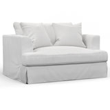 Sunset Trading Newport Slipcovered 52 Wide Chair And A Half | Stain Resistant Performance Fabric | 2 Throw Pillows | White