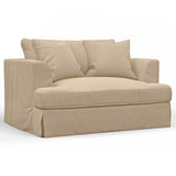 Sunset Trading Newport Slipcovered 52 Wide Chair And A Half | Stain Resistant Performance Fabric | 2 Throw Pillows | Tan