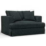 Sunset Trading Newport Slipcovered 52 Wide Chair And A Half | Stain Resistant Performance Fabric | 2 Throw Pillows | Dark Gray
